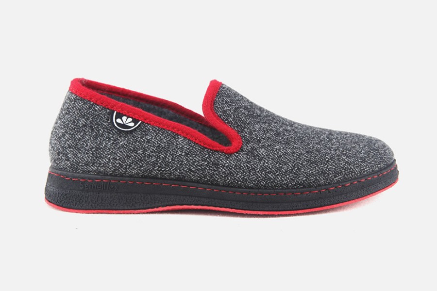 Men Semelflex | Semelflex - Brieuc Gris Rouge Charentaises On Labotte