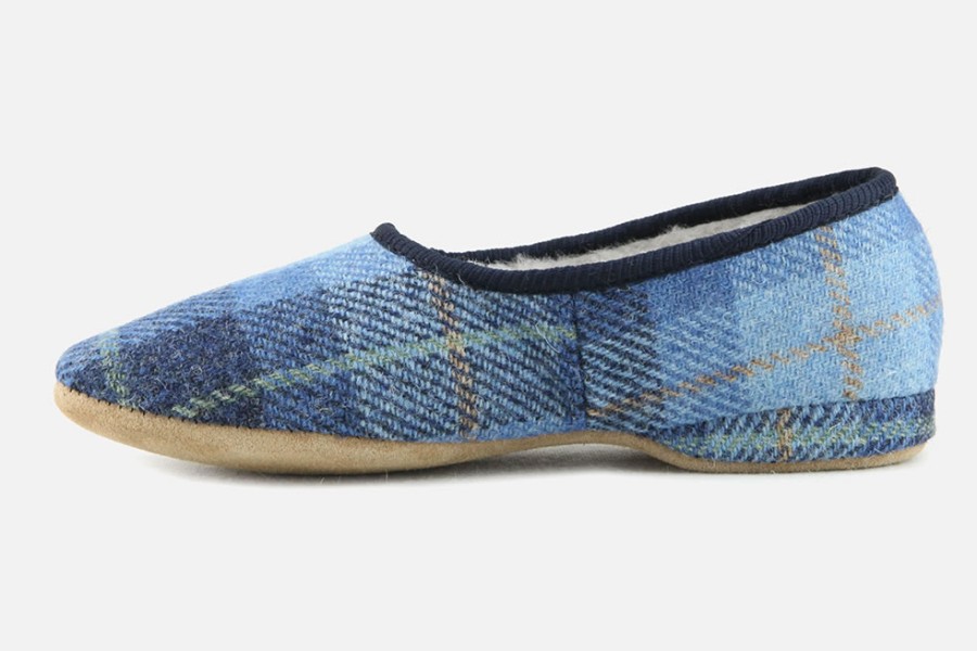 Women Draper | Draper - Excellence Tweed Sky Low Slippers On Labotte