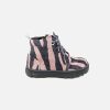 Girls Rondinella | Rondinella - Coraline Pink Black Lace-Up Boots On Labotte