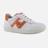 Girls Lunella | Lunella - Lastral Blanc Orange Lace-Up Shoes On Labotte