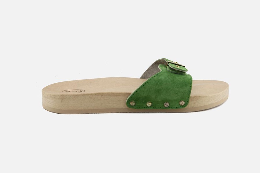 Women Scholl | Scholl - Pescura Flat Green Sandals On Labotte
