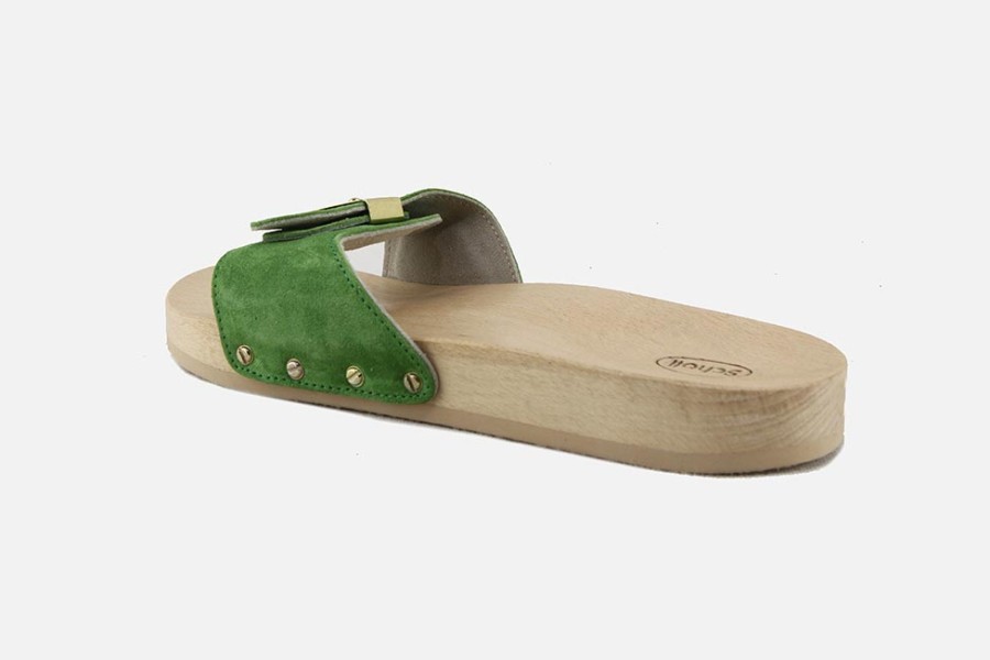 Women Scholl | Scholl - Pescura Flat Green Sandals On Labotte