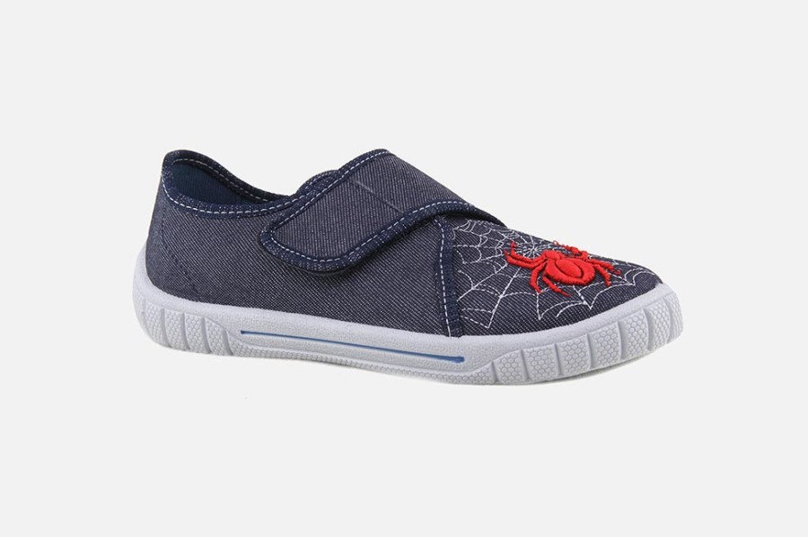 Boys Superfit | Superfit - Spider Bleu Et Rouge Low Slippers On Labotte