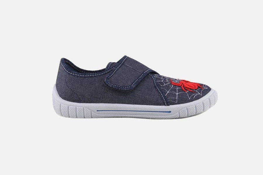 Boys Superfit | Superfit - Spider Bleu Et Rouge Low Slippers On Labotte