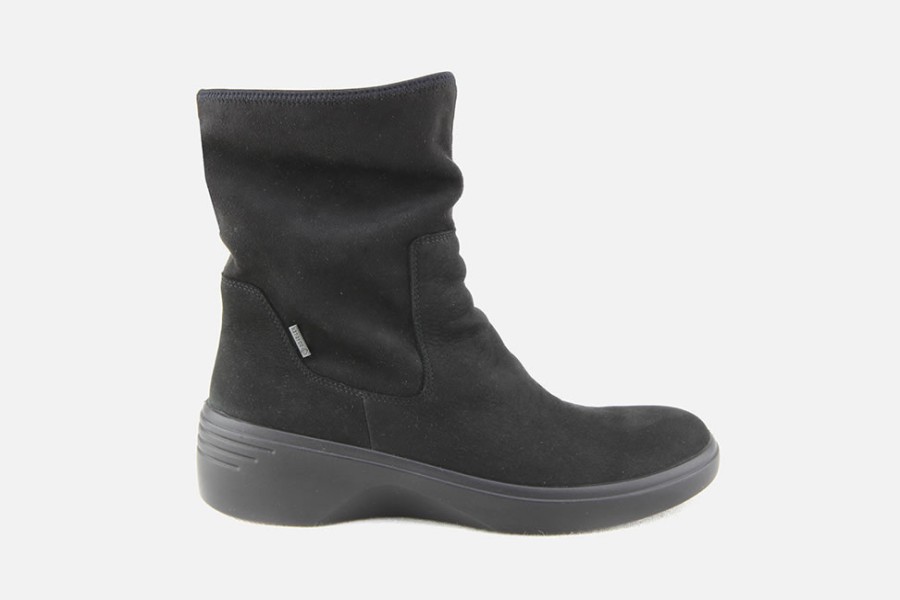 Women Ecco | Ecco - Soft 7 Wedge Boot Black Gtx Ankle Boots On Labotte