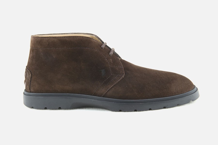 Men Tod's | Tod'S - Tods Chukka 59 Daim Choco Lace-Up Boots On Labotte