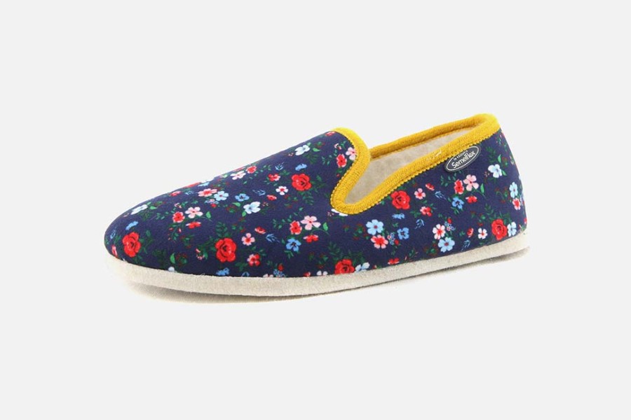 Women Semelflex | Semelflex - Kisskiss Fleur Bleu Low Slippers On Labotte