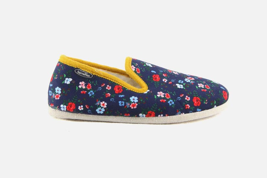 Women Semelflex | Semelflex - Kisskiss Fleur Bleu Low Slippers On Labotte