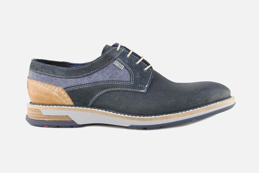Men LLOYD | Lloyd - Darris Bleu Cognac Derbies On Labotte