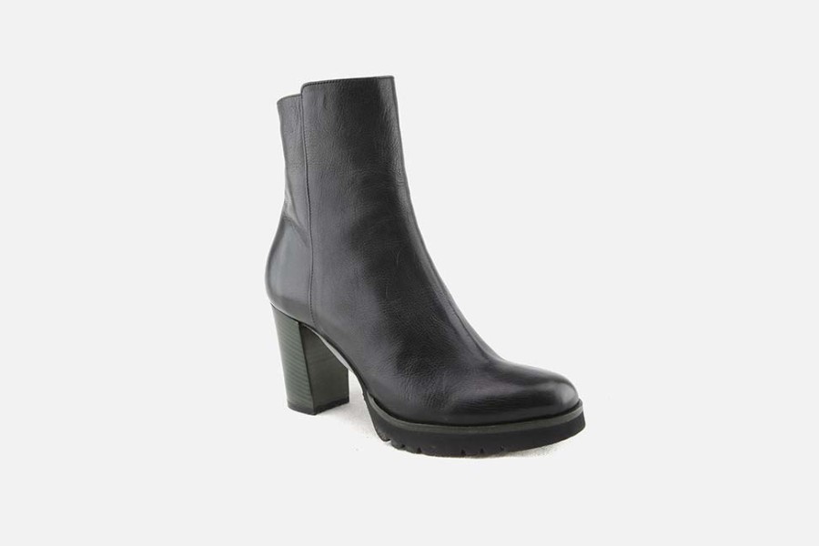 Women Cervone | Cervone - Charade Lisse Noir Ankle Boots On Labotte