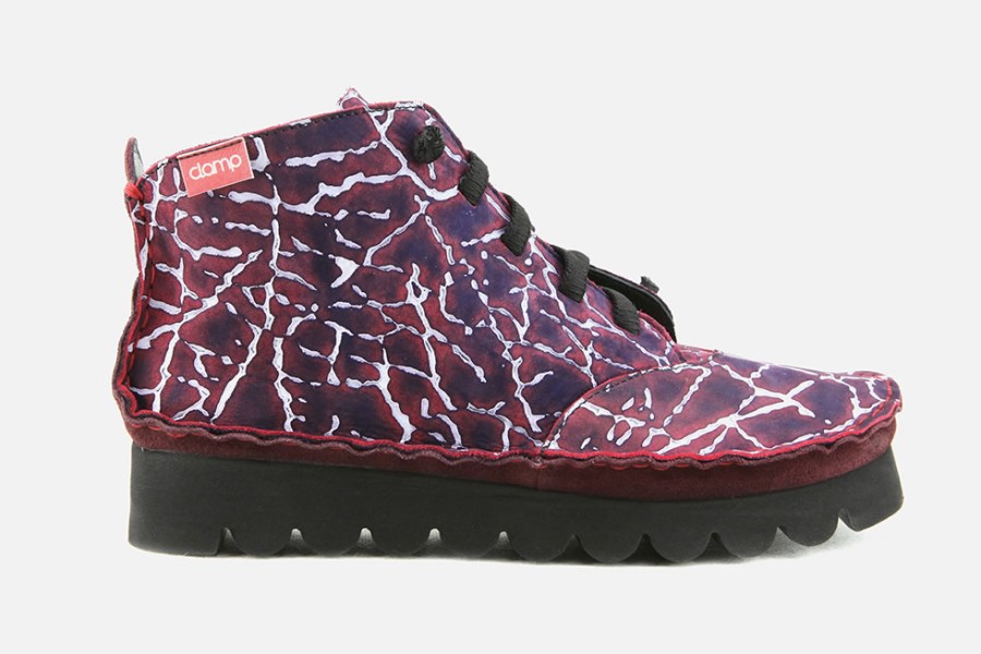 Women Clamp | Clamp - Miscut Burgundy Lace-Up Boots On Labotte