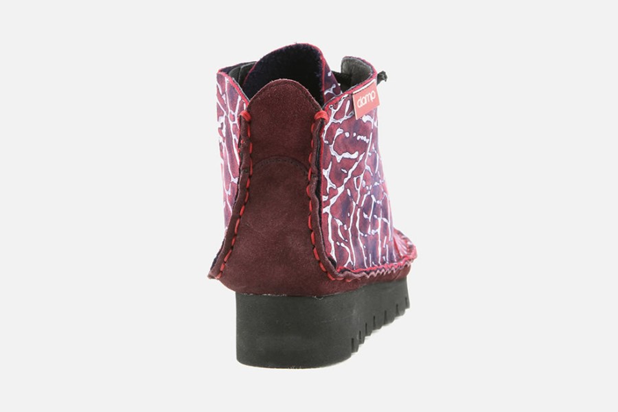 Women Clamp | Clamp - Miscut Burgundy Lace-Up Boots On Labotte
