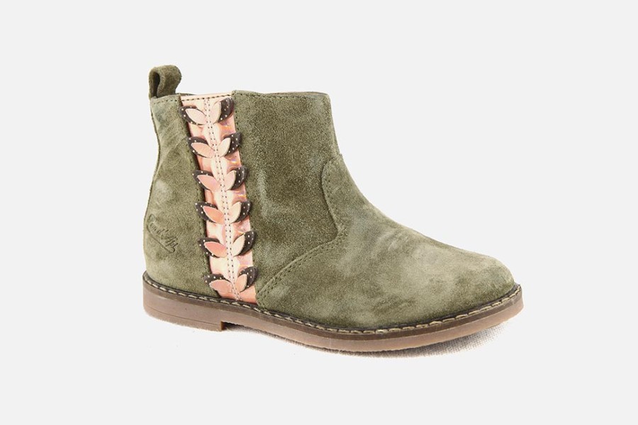Girls Pom d'Api | Pom D'Api - Trip Leaf Olive Ankle Boots On Labotte