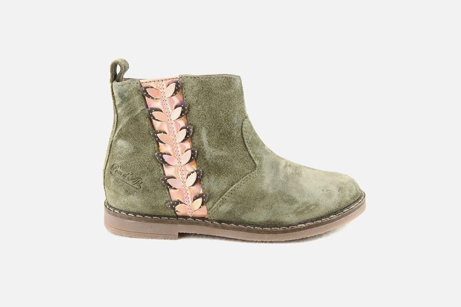 Girls Pom d'Api | Pom D'Api - Trip Leaf Olive Ankle Boots On Labotte