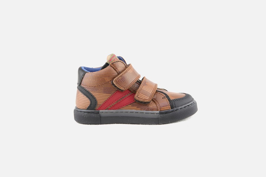 Boys Romagnoli | Romagnoli - Nuovo Cognac Rouge Velcro Shoes On Labotte