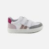 Girls Lunella | Lunella - Limonade Scratch Blanc Rose Velcro Shoes On Labotte