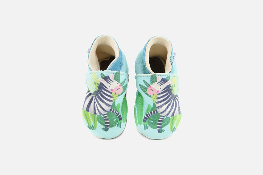 Girls Inch Blue | Inch Blue - Zebre Bleu Layette Shoes On Labotte