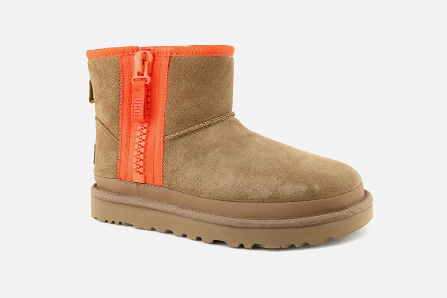 Women UGG | Ugg - Classic Mini Zip Tape Chestnut Ankle Boots On Labotte